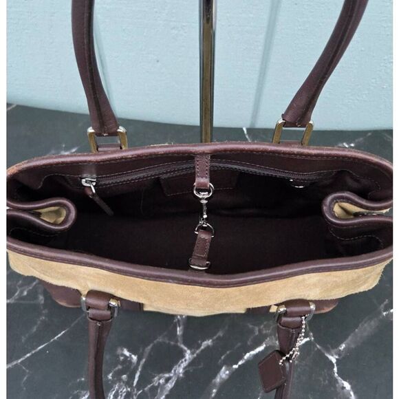 Coach Y2K Hampton Camel Suede & Leather Double Handle Satchel Handbag #7536 - Picture 9 of 11